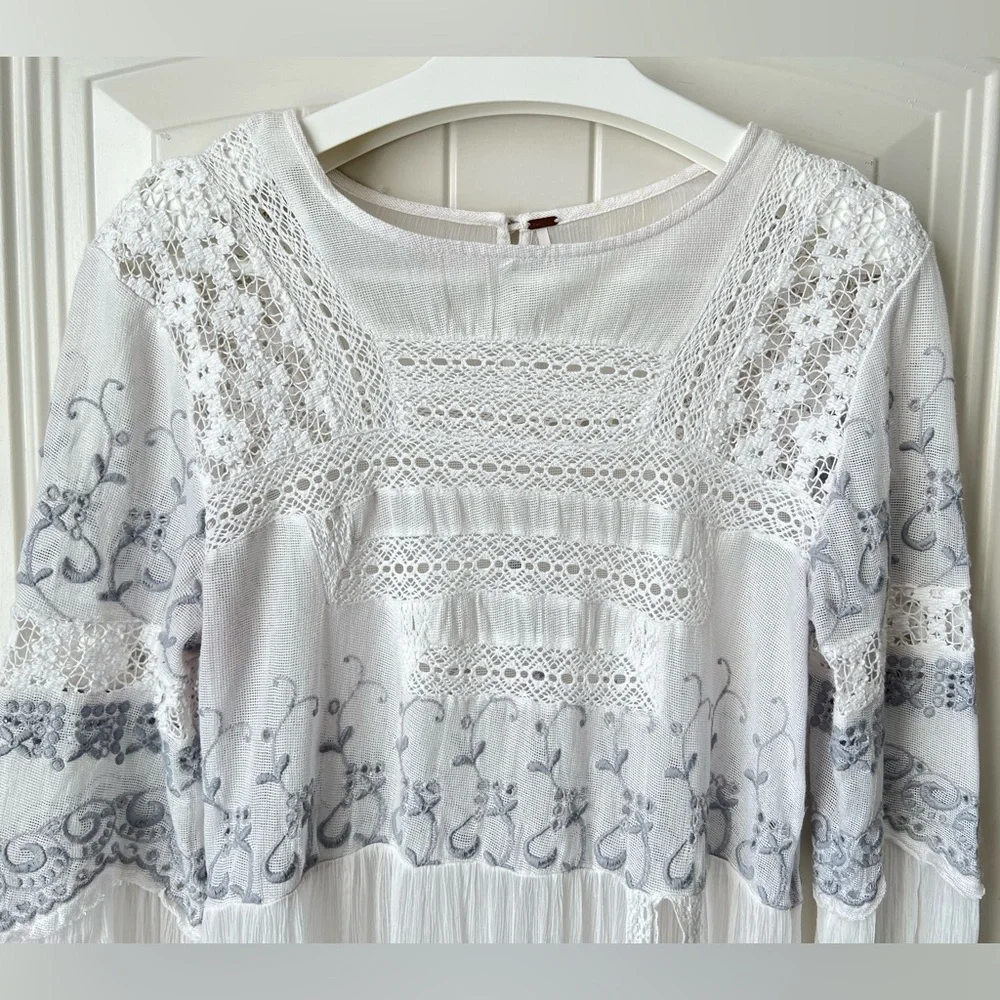 Free People Sweet Sunny Days Lace Midi Tunic Dress L - Picture 3 of 15